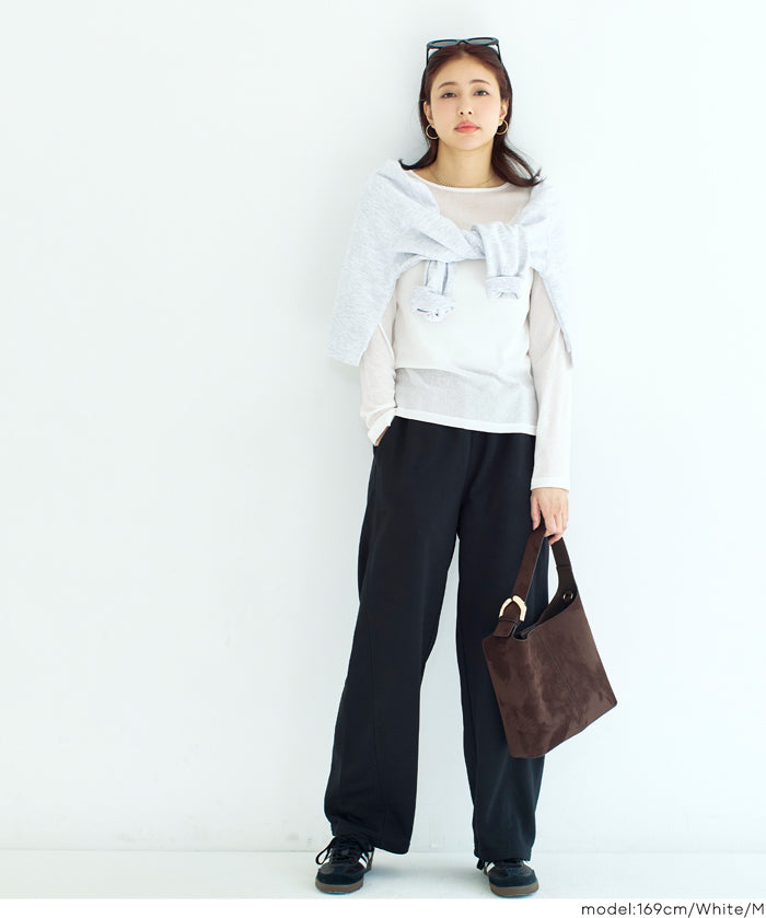 透膚彈性薄長袖上衣