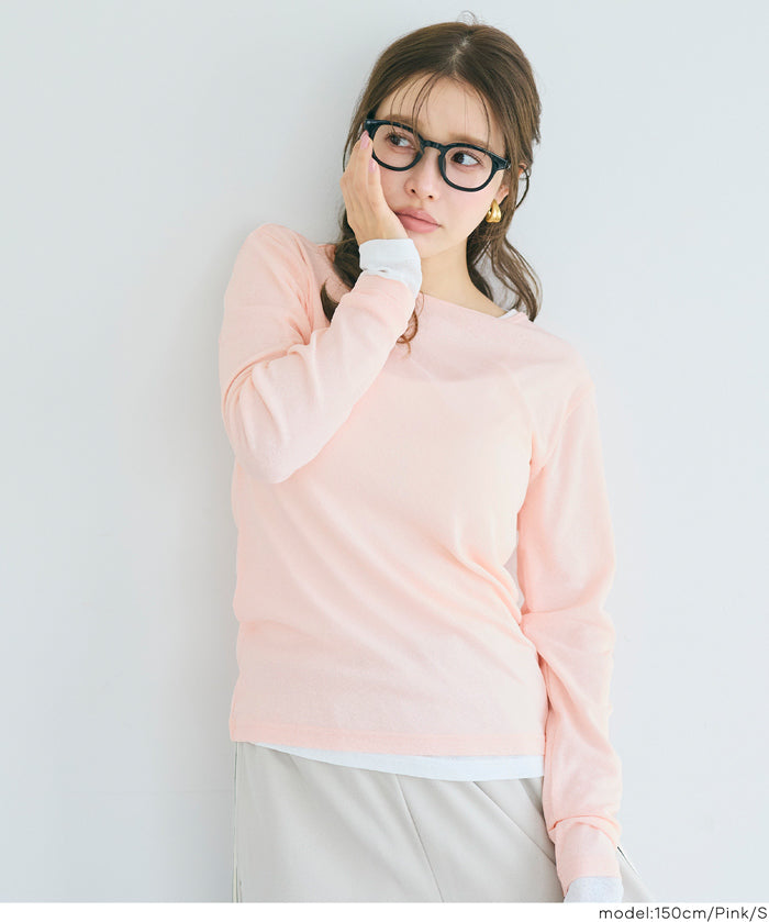 透膚彈性薄長袖上衣