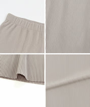 彈性細百褶休閒直筒裙