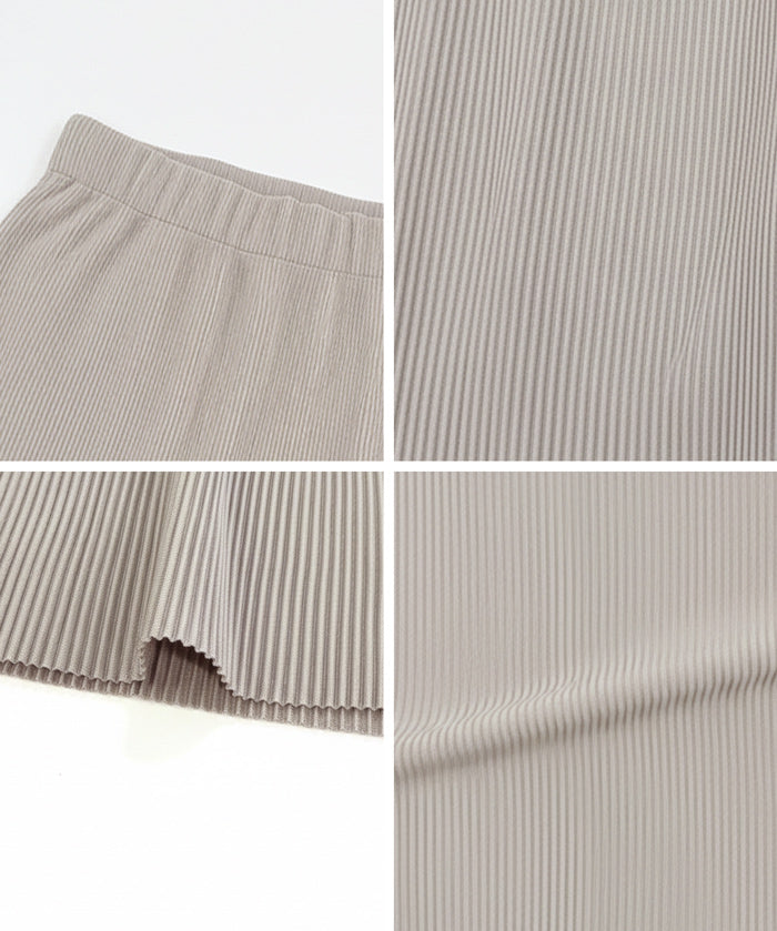 彈性細百褶休閒直筒裙