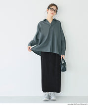 彈性細百褶休閒直筒裙