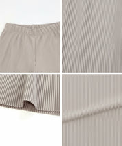 彈性細百褶休閒長褲