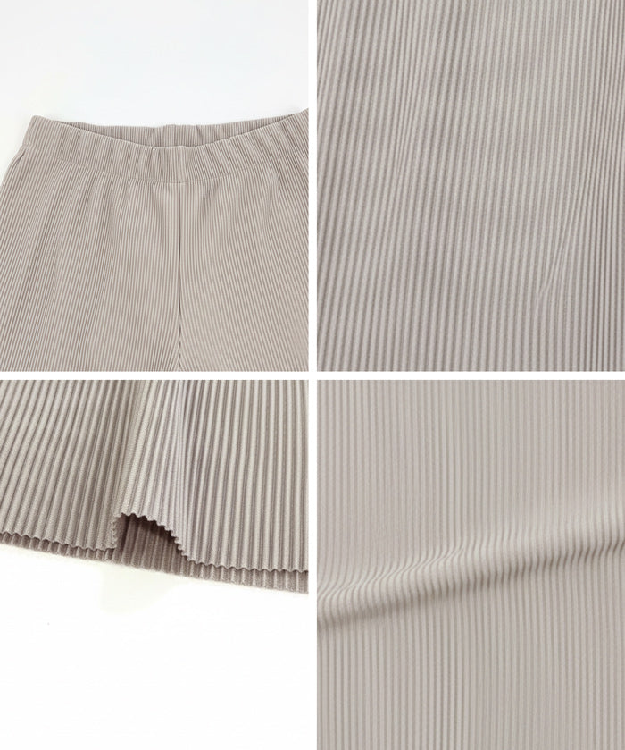 彈性細百褶休閒長褲