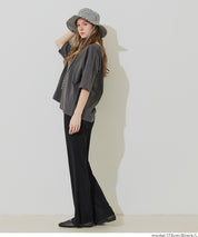 彈性細百褶休閒長褲