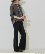 彈性細百褶休閒長褲