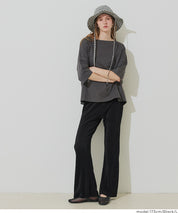 彈性細百褶休閒長褲