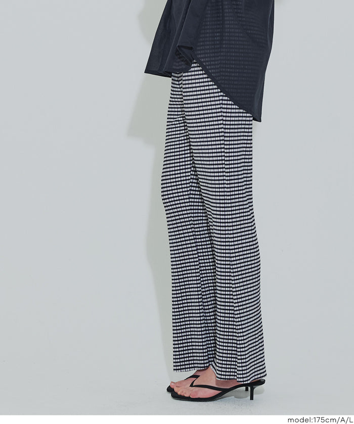 彈性細百褶休閒長褲