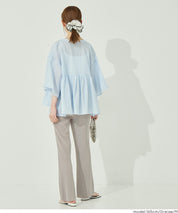 彈性細百褶休閒長褲