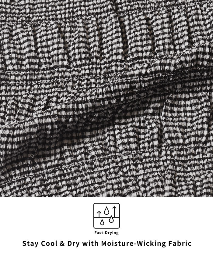 甜美皺褶木耳邊抽褶短袖上衣 (Shirred short-sleeved top)