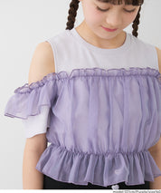 Toddler Japanese Lace Patchwork Cold Shoulder Short Sleeve Top
