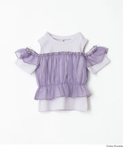 Toddler Japanese Lace Patchwork Cold Shoulder Short Sleeve Top