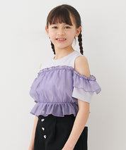 Toddler Japanese Lace Patchwork Cold Shoulder Short Sleeve Top