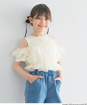 Toddler Japanese Lace Patchwork Cold Shoulder Short Sleeve Top