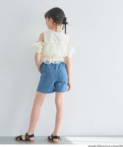 Toddler Japanese Lace Patchwork Cold Shoulder Short Sleeve Top