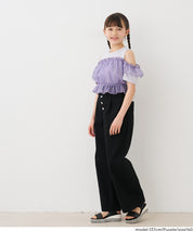 Toddler Japanese Lace Patchwork Cold Shoulder Short Sleeve Top