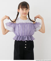 Toddler Japanese Lace Patchwork Cold Shoulder Short Sleeve Top