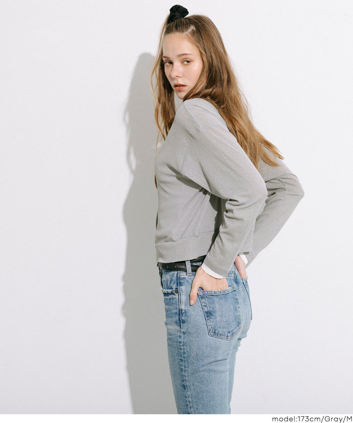 假兩件設計彈性透膚開衫