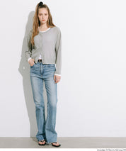 假兩件設計彈性透膚開衫