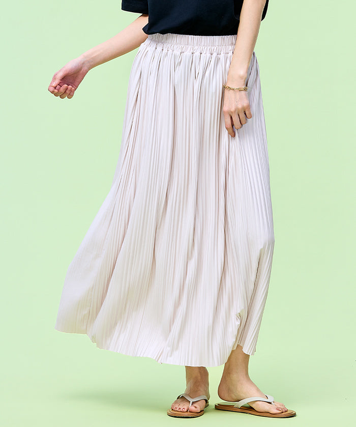 氣質光澤感皺褶A字不規則百褶裙 (Random Pleated Skirt)