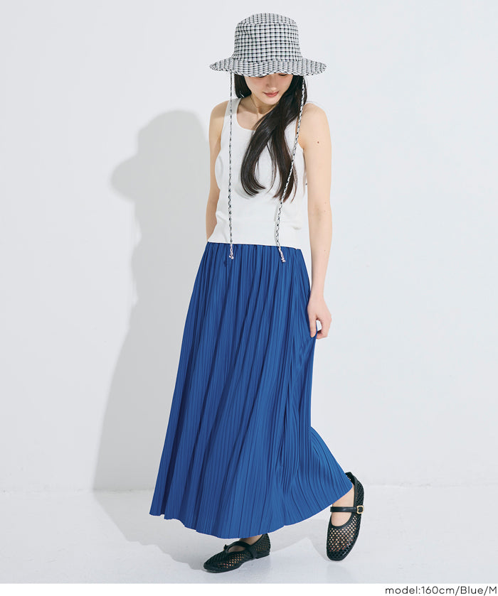 氣質光澤感皺褶A字不規則百褶裙 (Random Pleated Skirt)