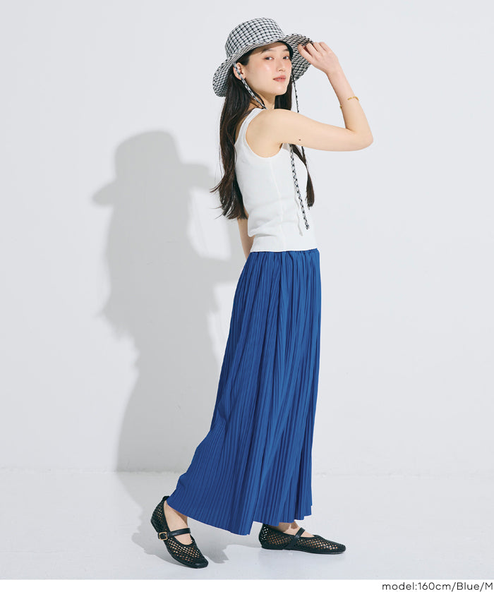 氣質光澤感皺褶A字不規則百褶裙 (Random Pleated Skirt)