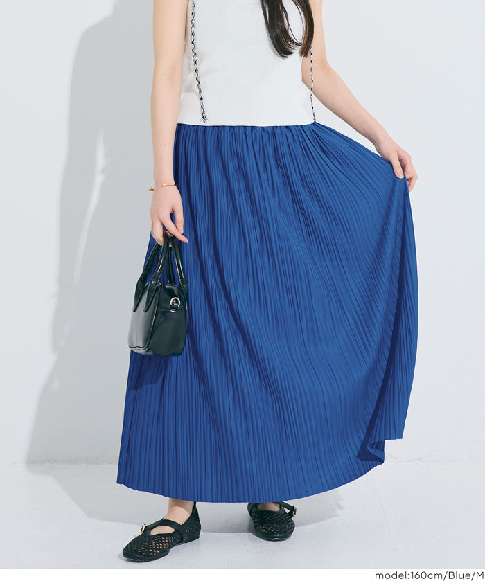 氣質光澤感皺褶A字不規則百褶裙 (Random Pleated Skirt)