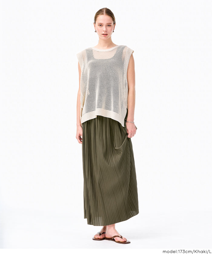 氣質光澤感皺褶A字不規則百褶裙 (Random Pleated Skirt)