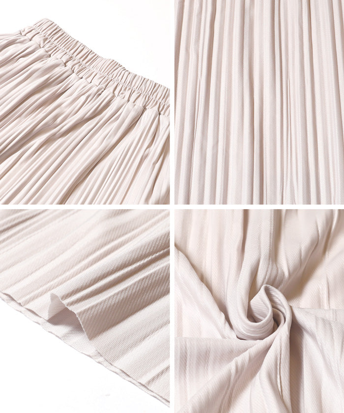 氣質光澤感皺褶A字不規則百褶裙 (Random Pleated Skirt)