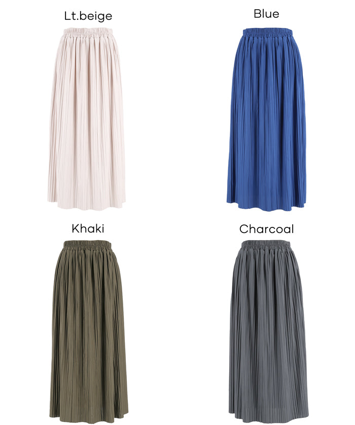 氣質光澤感皺褶A字不規則百褶裙 (Random Pleated Skirt)