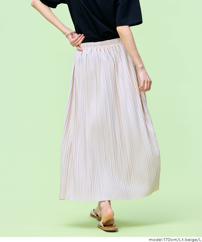 氣質光澤感皺褶A字不規則百褶裙 (Random Pleated Skirt)
