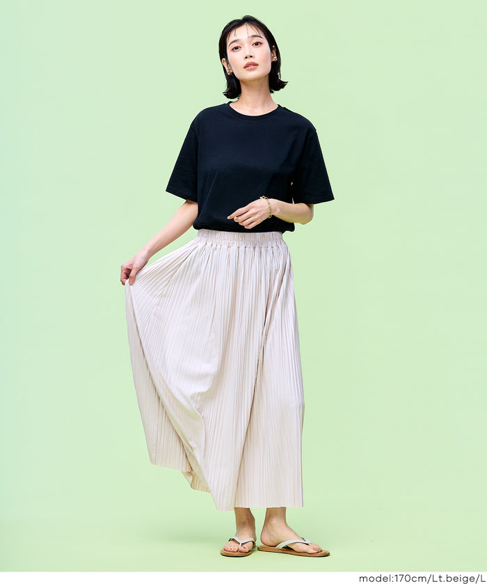 氣質光澤感皺褶A字不規則百褶裙 (Random Pleated Skirt)