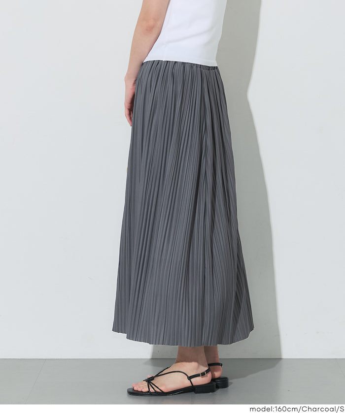氣質光澤感皺褶A字不規則百褶裙 (Random Pleated Skirt)