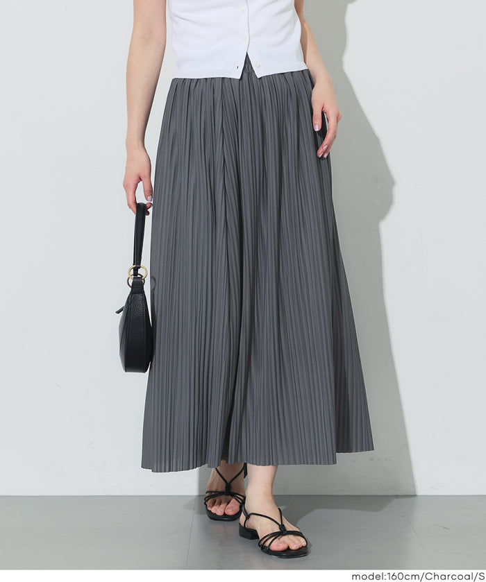 氣質光澤感皺褶A字不規則百褶裙 (Random Pleated Skirt)