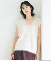 【早秋新品】 奢華感毛毛V領背心