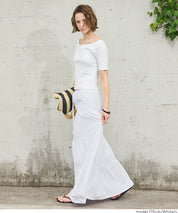 抽繩純色蛋糕長裙 (Crepe Shirring Skirt )