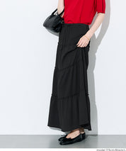 抽繩純色蛋糕長裙 (Crepe Shirring Skirt )