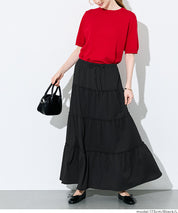 抽繩純色蛋糕長裙 (Crepe Shirring Skirt )