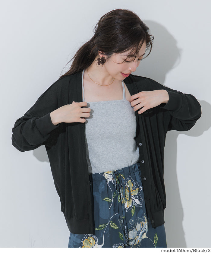 純色透膚針織長袖V領開衫 (Sheer Big Cardigan)
