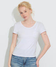 絲柔觸感前口袋U領合身短袖上衣 (Soft pocket T-shirt )