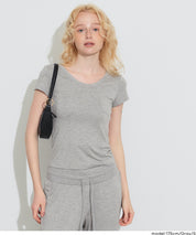 絲柔觸感前口袋U領合身短袖上衣 (Soft pocket T-shirt )