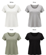 絲柔觸感前口袋U領合身短袖上衣 (Soft pocket T-shirt )