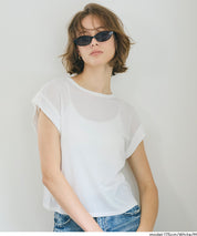 透膚法式袖短版上衣 (Sheer French Sleeve T-Shirt)