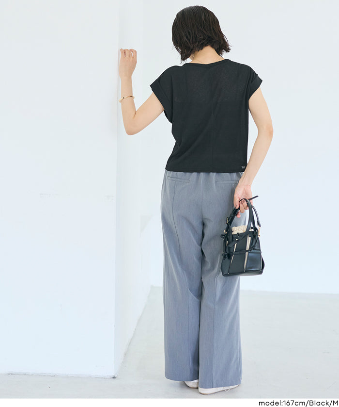 透膚法式袖短版上衣 (Sheer French Sleeve T-Shirt)