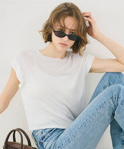 透膚法式袖短版上衣 (Sheer French Sleeve T-Shirt)