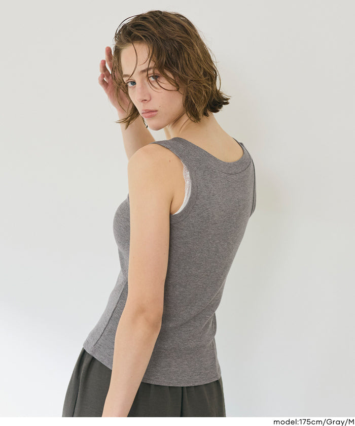 V領螺紋背心 (V-neck ribbed tank top)