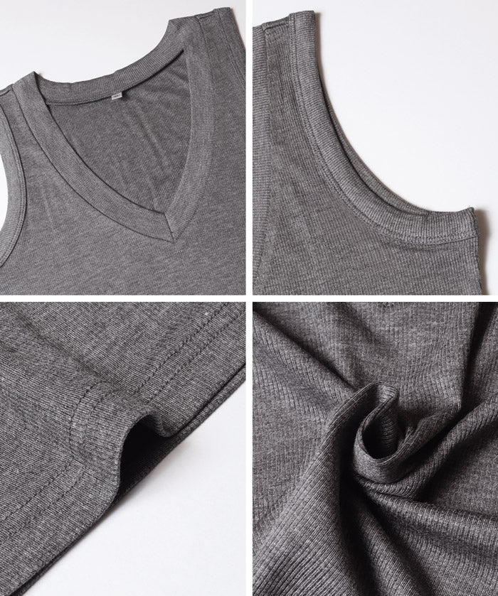 V領螺紋背心 (V-neck ribbed tank top)