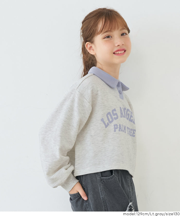【早秋新品】 童裝短版LOGO 長袖Polo衛衣
