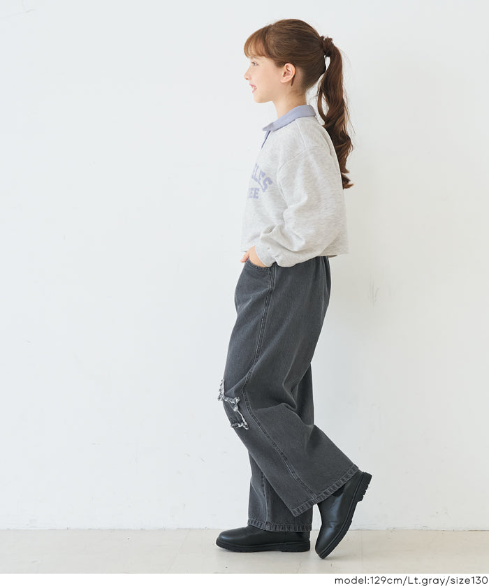 【早秋新品】 童裝短版LOGO 長袖Polo衛衣