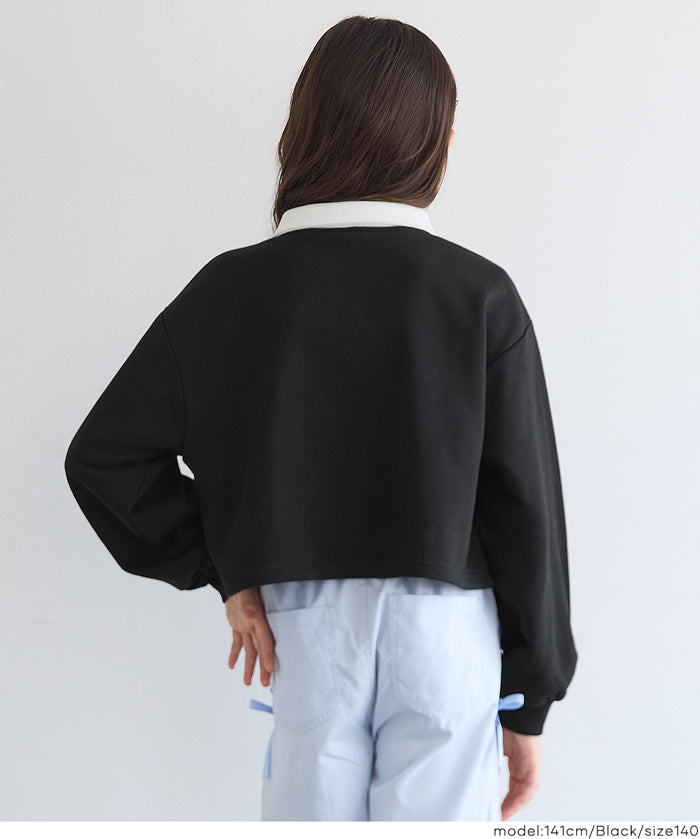 【早秋新品】 童裝短版LOGO 長袖Polo衛衣