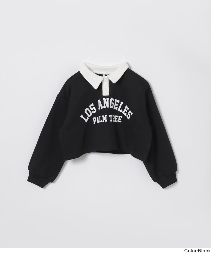 【早秋新品】 童裝短版LOGO 長袖Polo衛衣